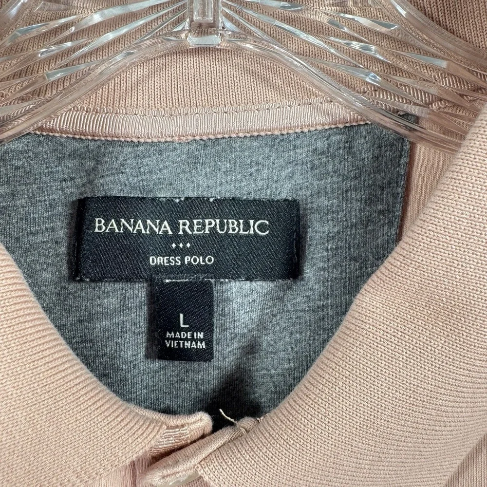 Banana Republic Dress Polo Shirt Mens Large Peach Pink Short Sleeve Casual‎